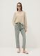 Green pure cotton striped regular-fit trousers_0