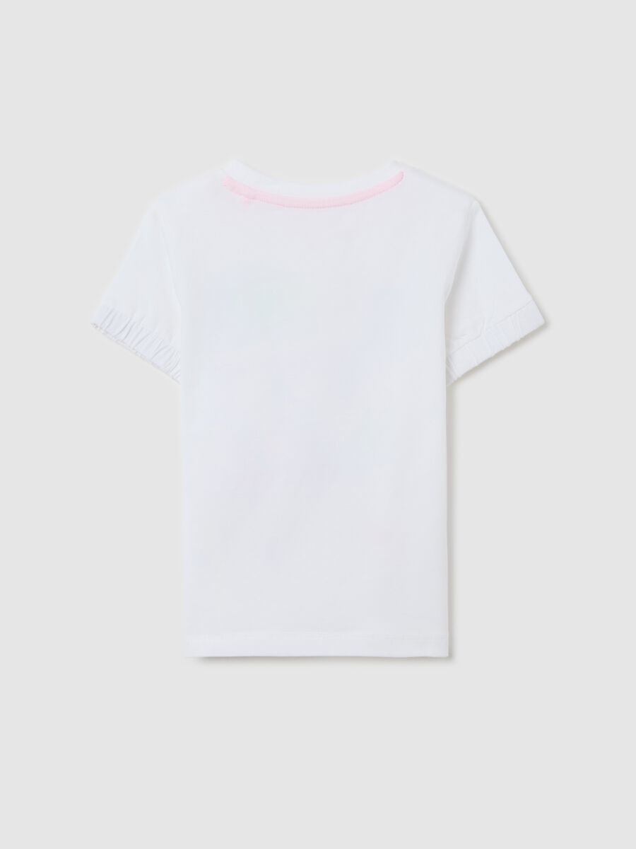White stretch cotton T-shirt with unicorn print_1