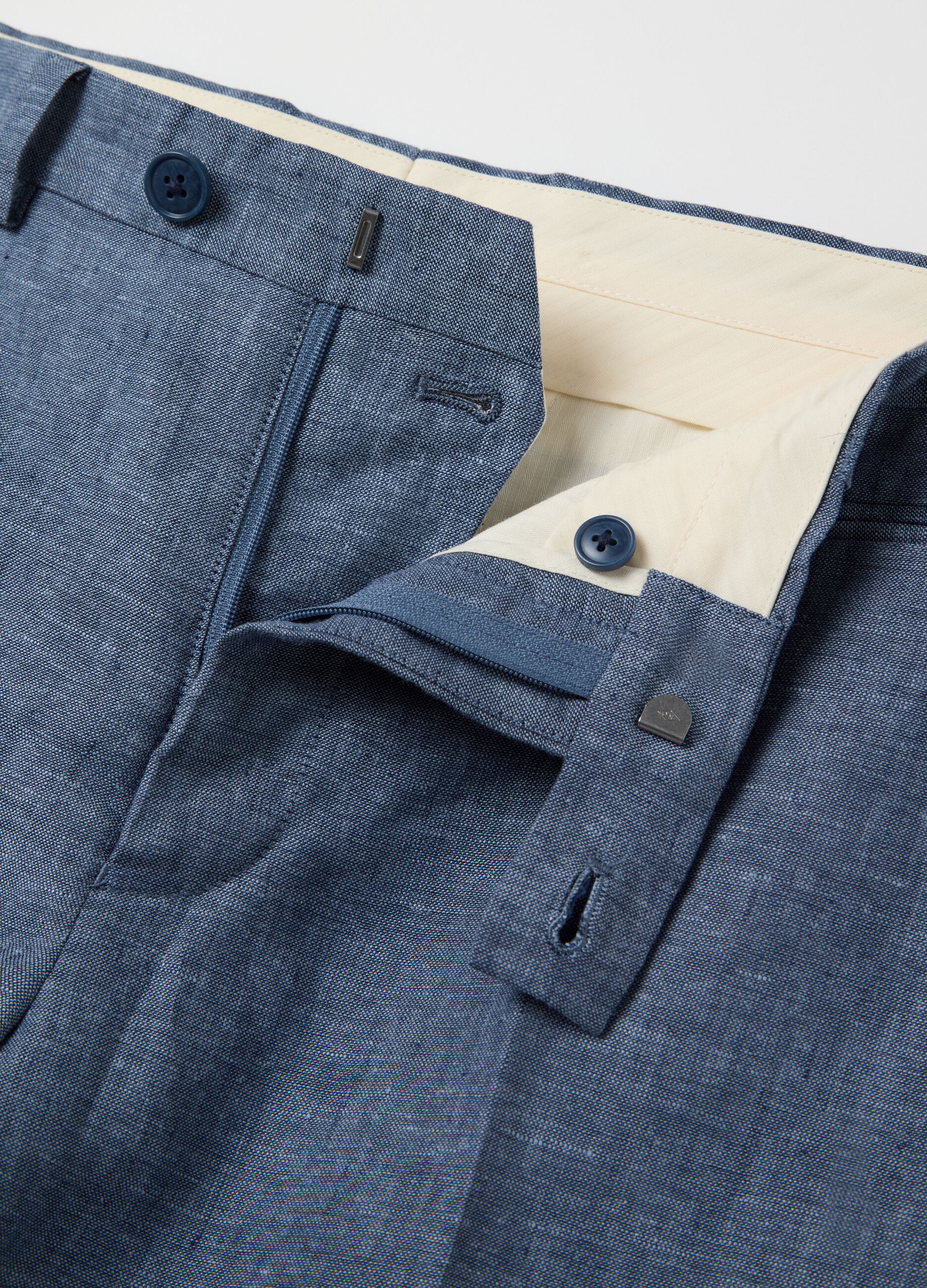 Contemporary slim-fit trousers in linen