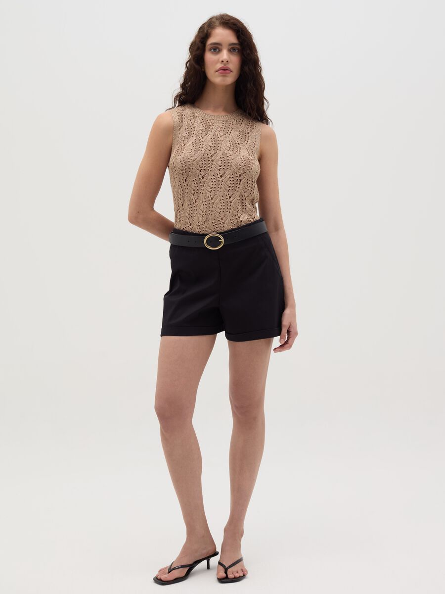 Tailored shorts with turn ups_0