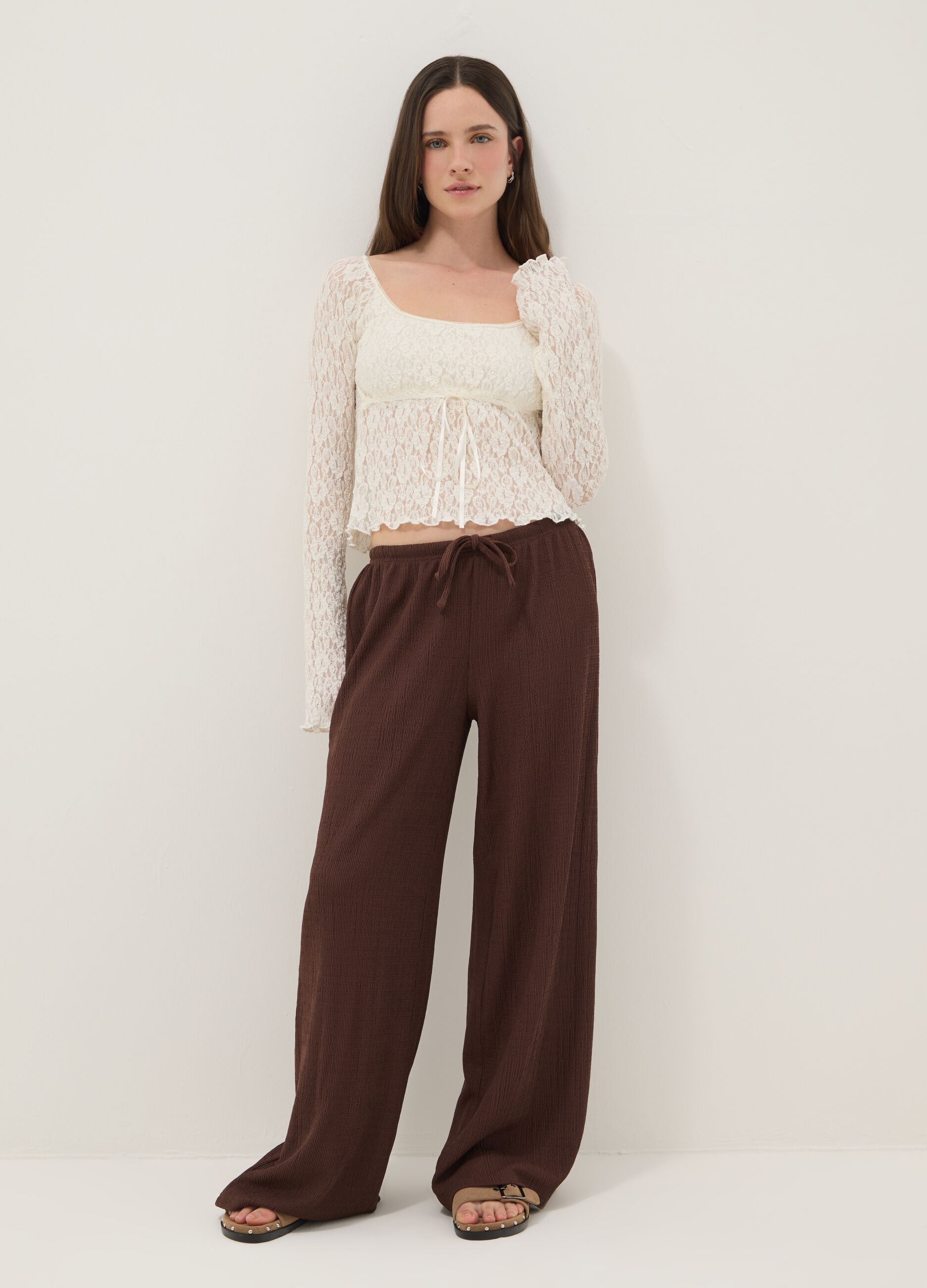 Pantaloni jogger marroni wide leg