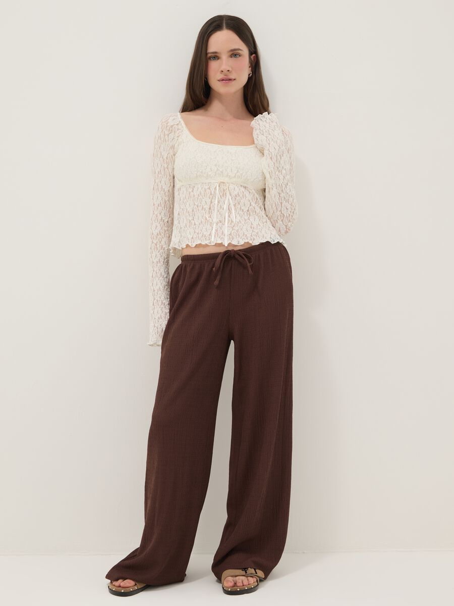 Pantaloni jogger marroni wide leg_0