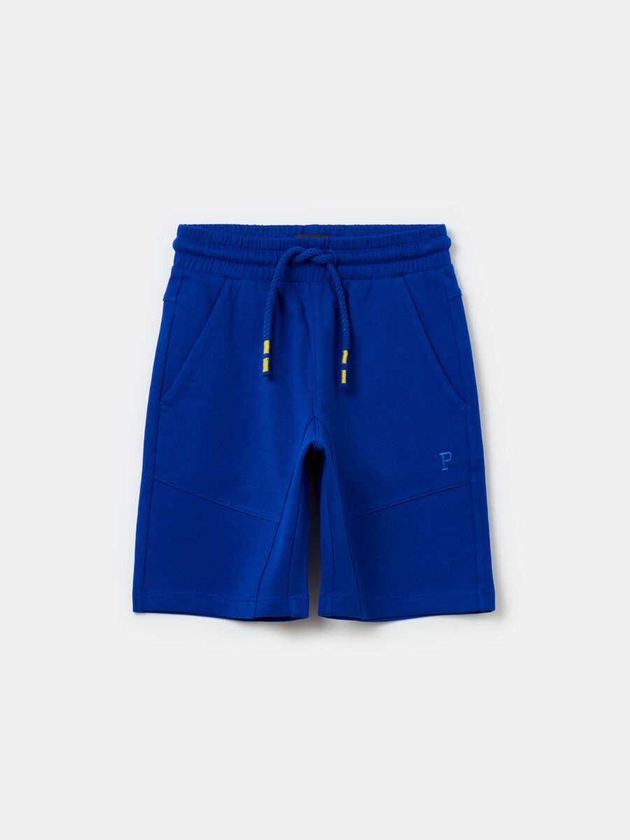 Fleece Bermuda shorts with logo embroidery and drawstring_4