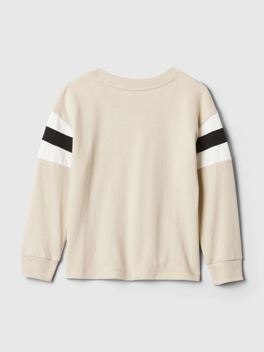 T-shirt with striped insert and teddy bear embroidery_1