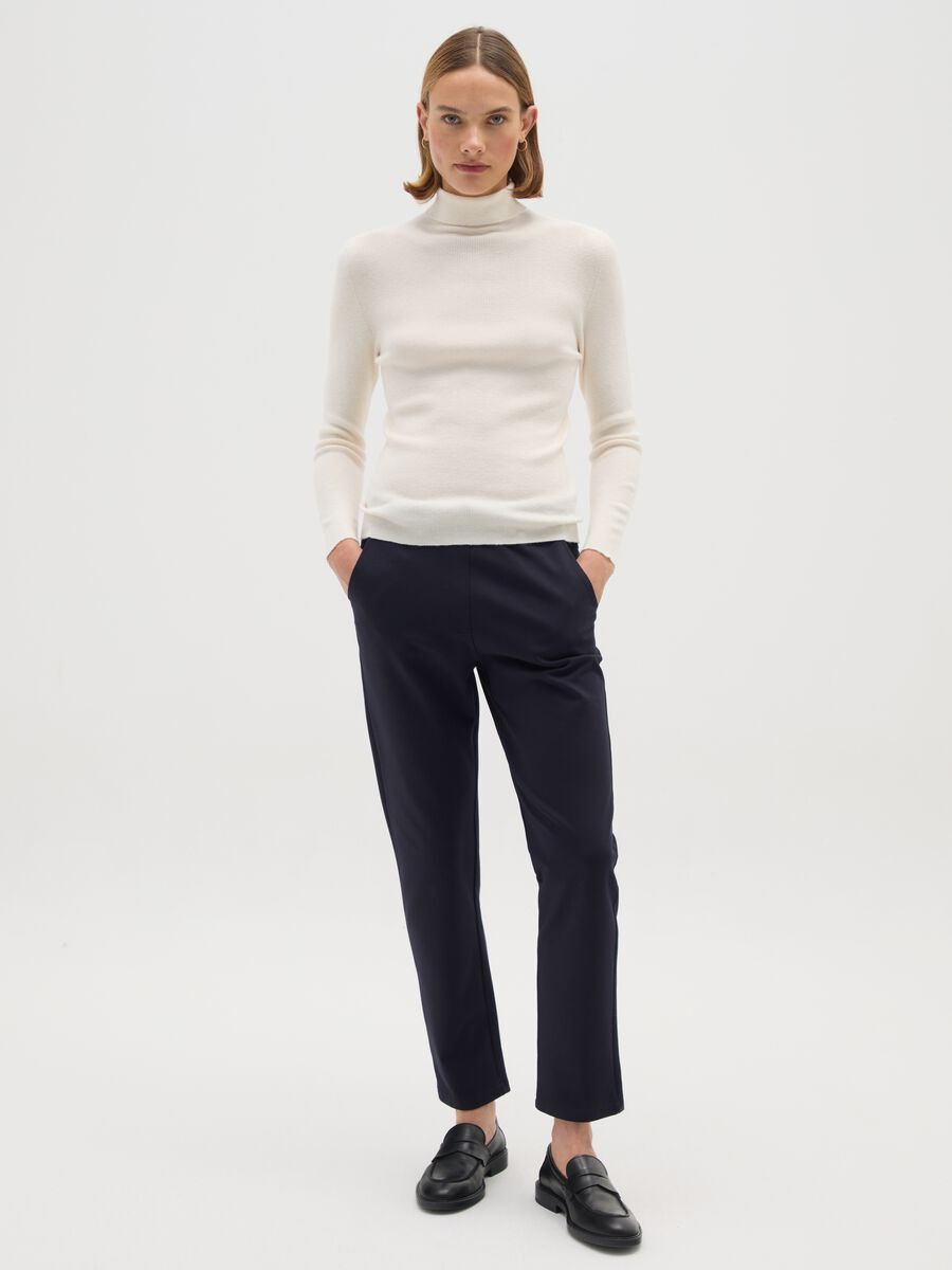 Dolcevita in misto cotone bianco regular fit_1