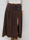 Brown Checked Long Skirt with Buckles_3
