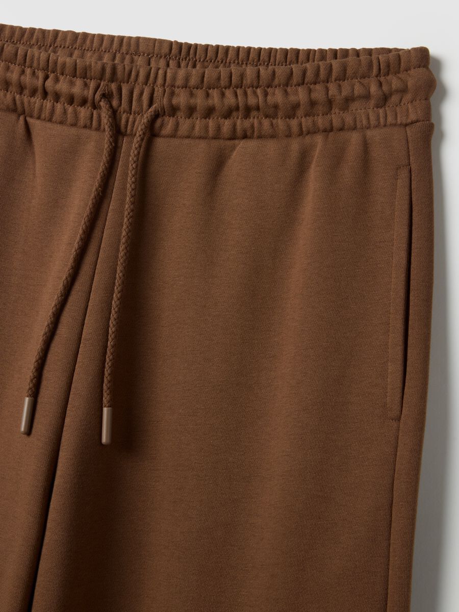 Brown cotton blend joggers regular fit_5
