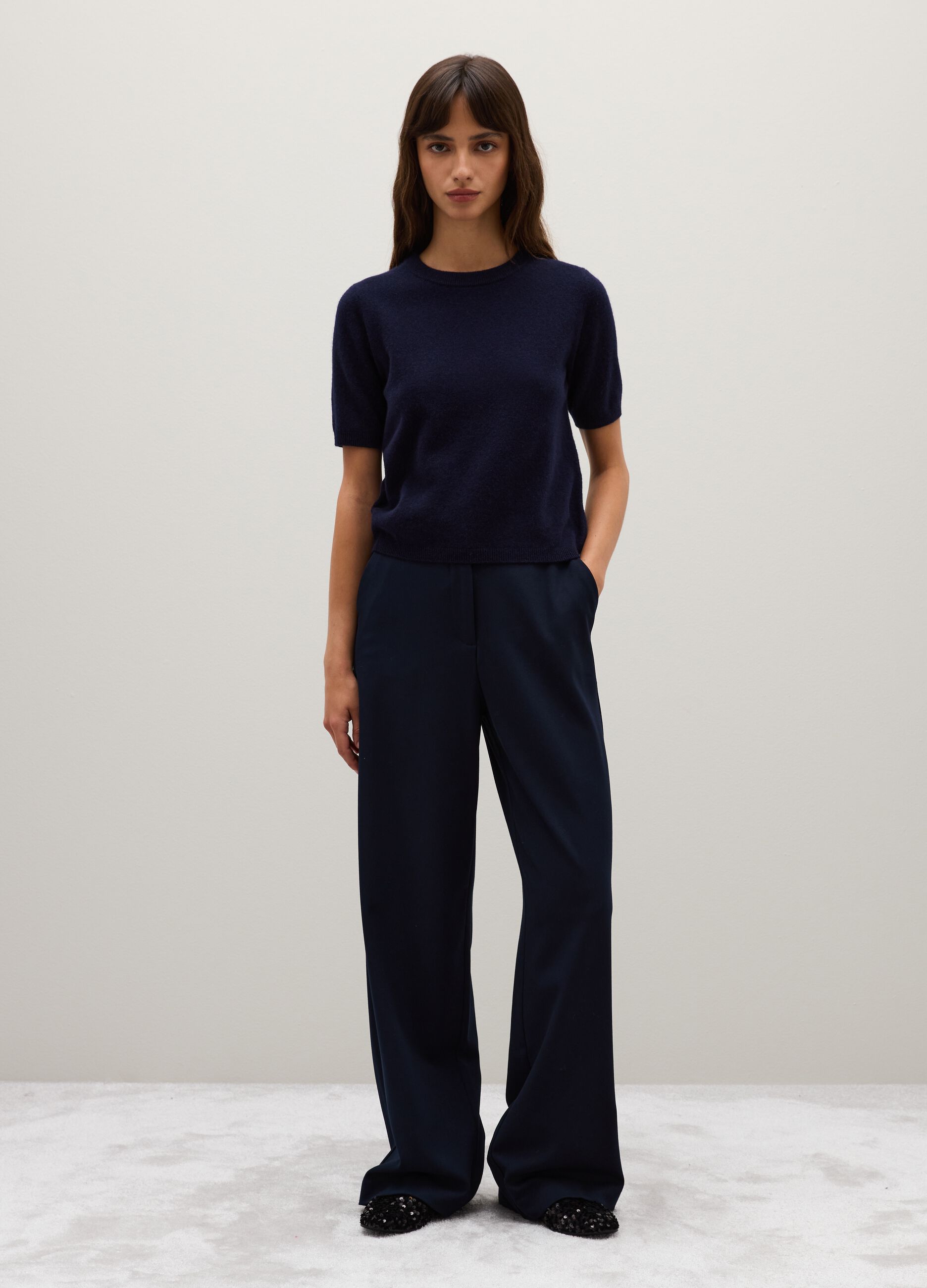 Blue pure wool sweater regular fit