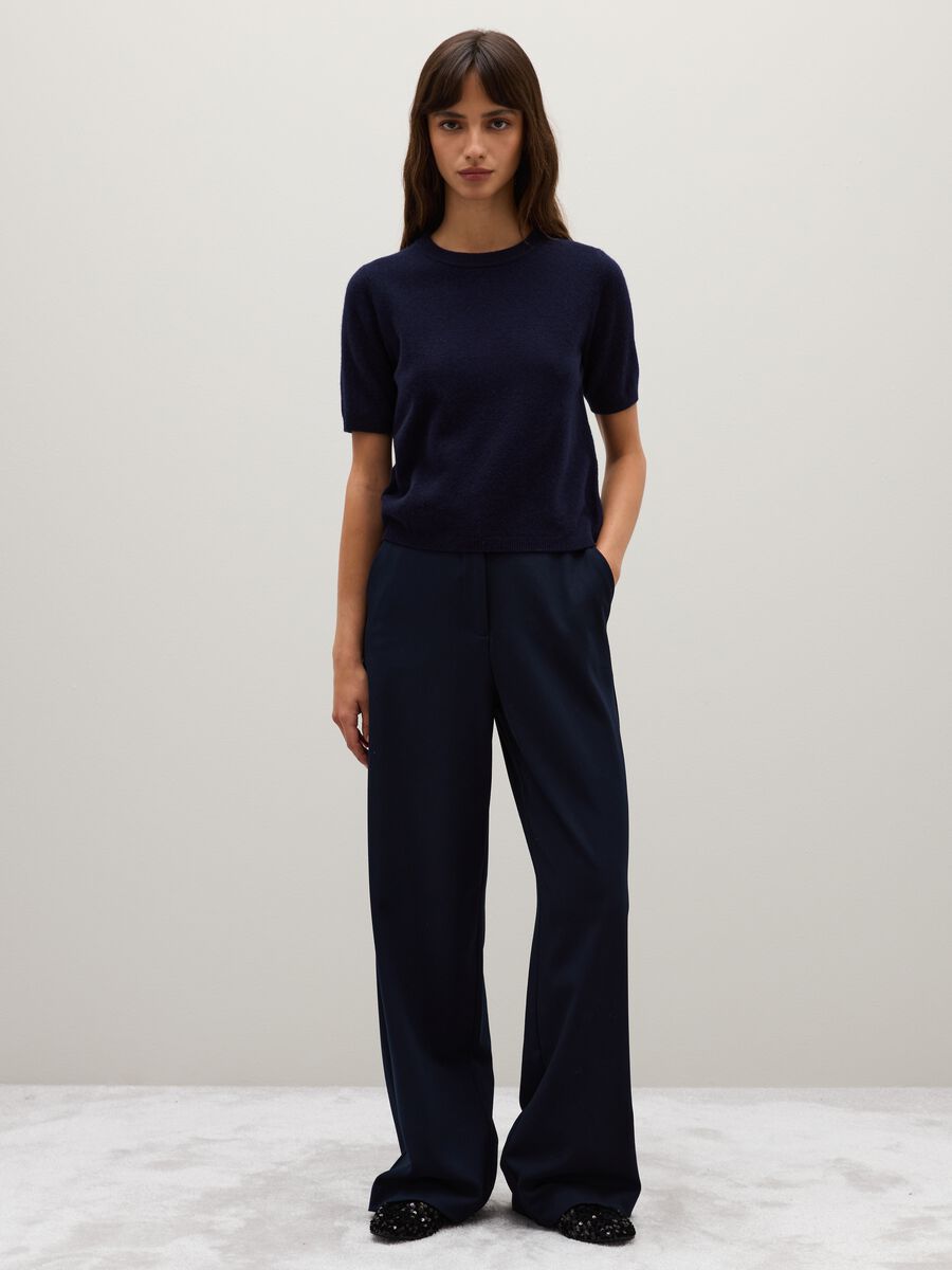 Maglione in pura lana blu regular fit_1
