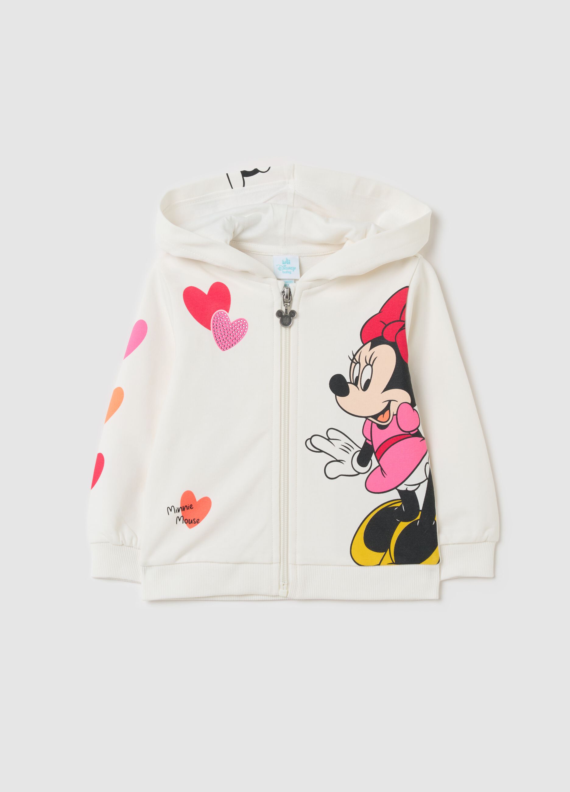 Full-zip in French Terry with Minnie Mouse print