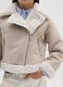 Beige faux leather jacket with synthetic fur_3