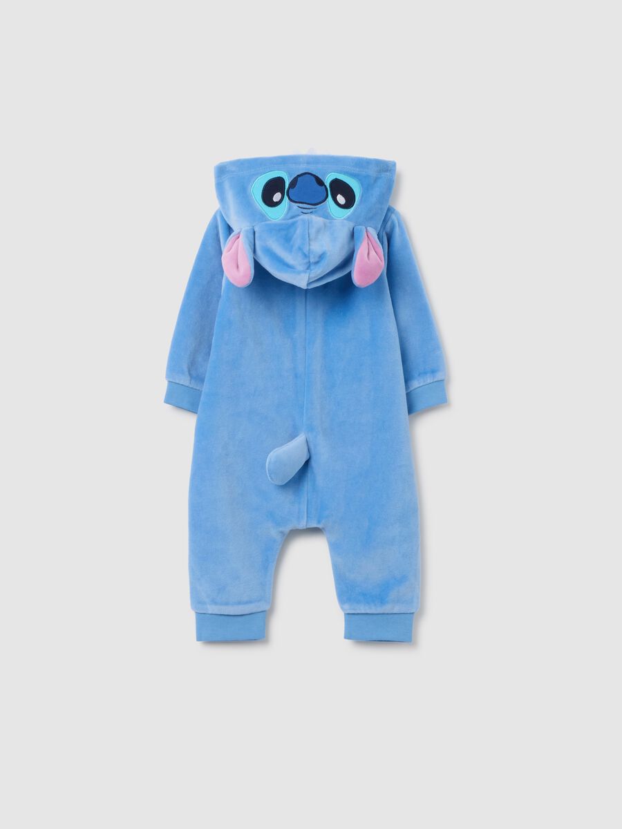 Tutina da neonato in misto cotone azzurra con cappuccio_1
