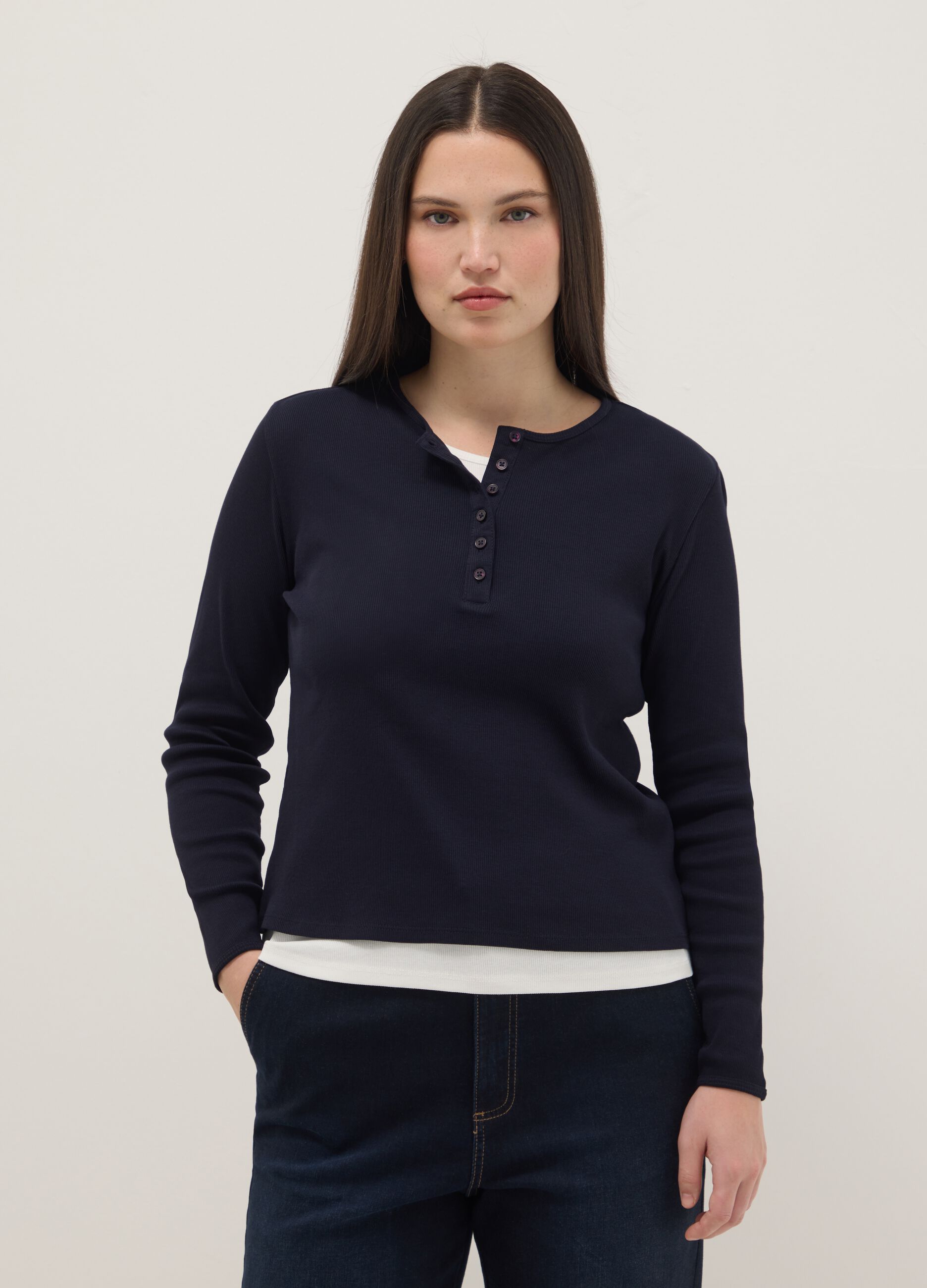 Pure cotton multicolour regular fit jumper with serafino collar