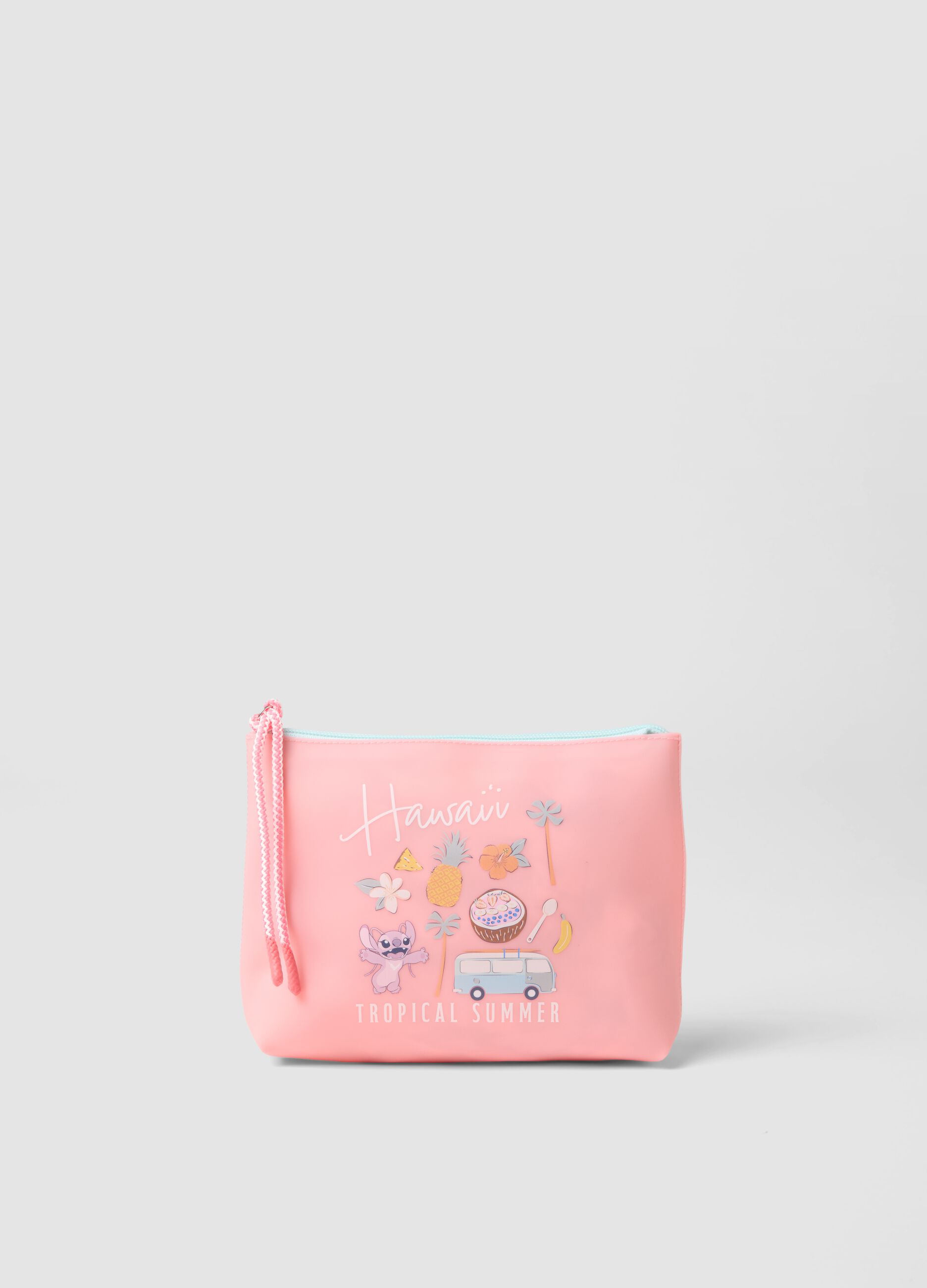 Pink beauty case with tropical Stitch print