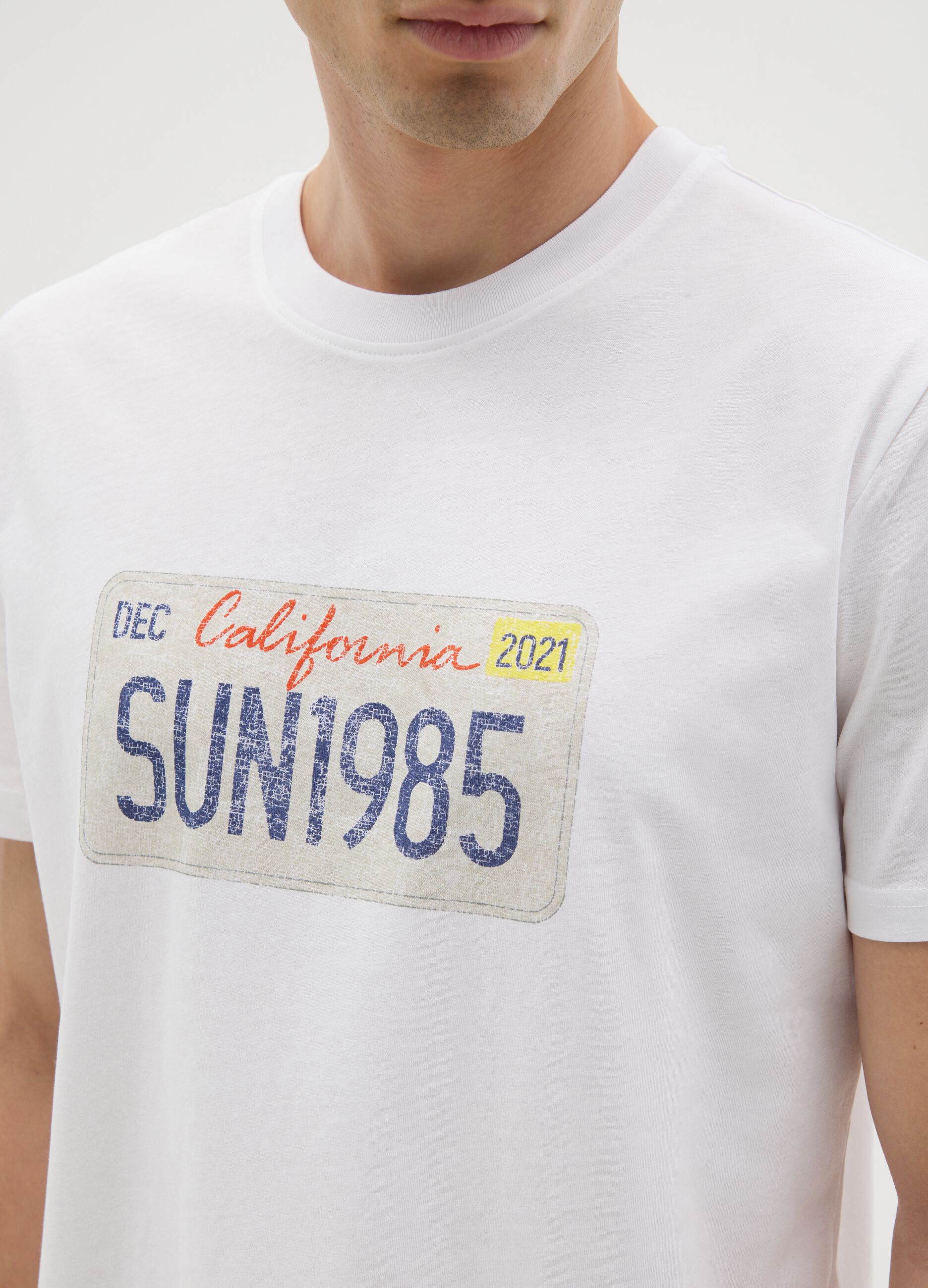 White pure cotton regular fit T-shirt