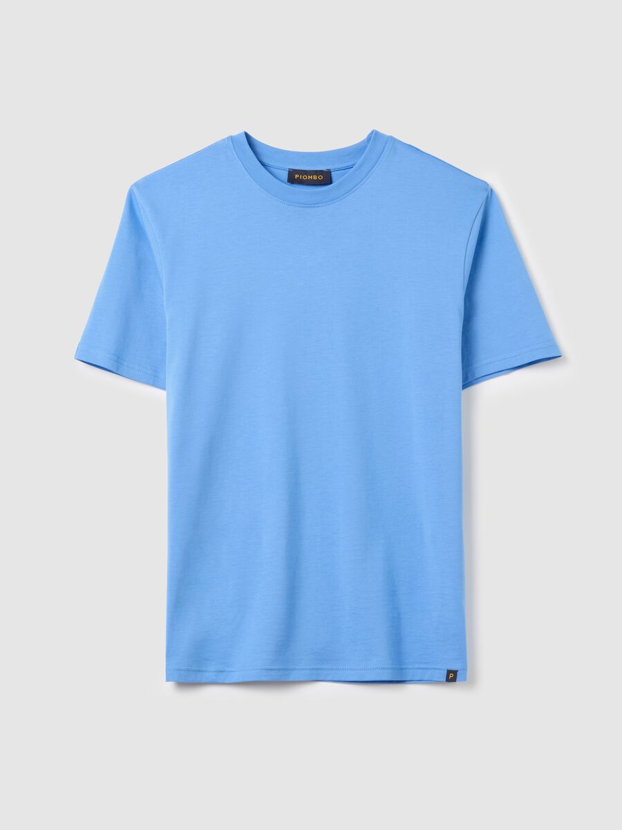 Plain cotton T-shirt with round neck._4
