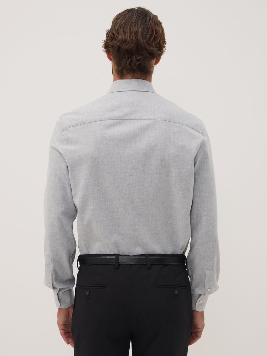 Grey pure cotton twill shirt, regular fit_3