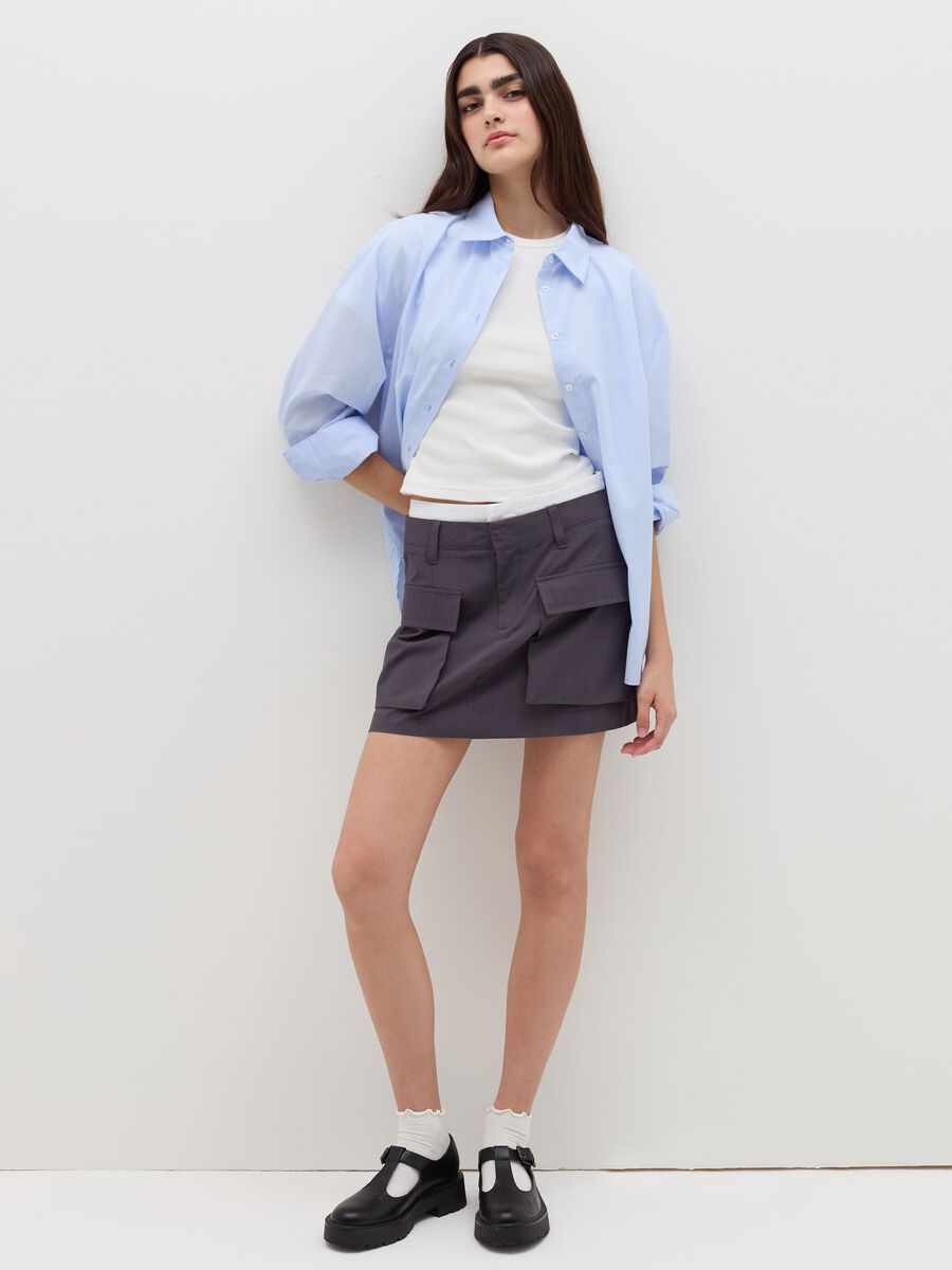 Oversize shirt in poplin with thin stripes_1