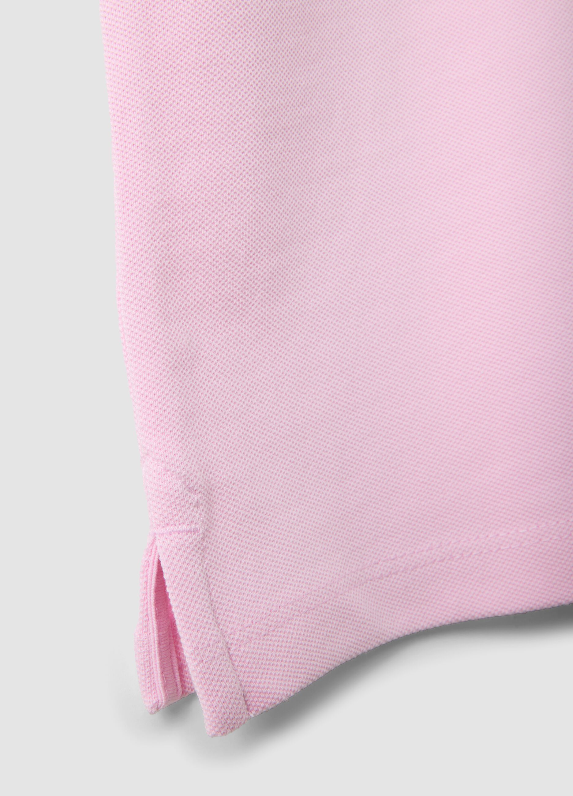 Pink short-sleeve organic cotton polo shirt, regular fit