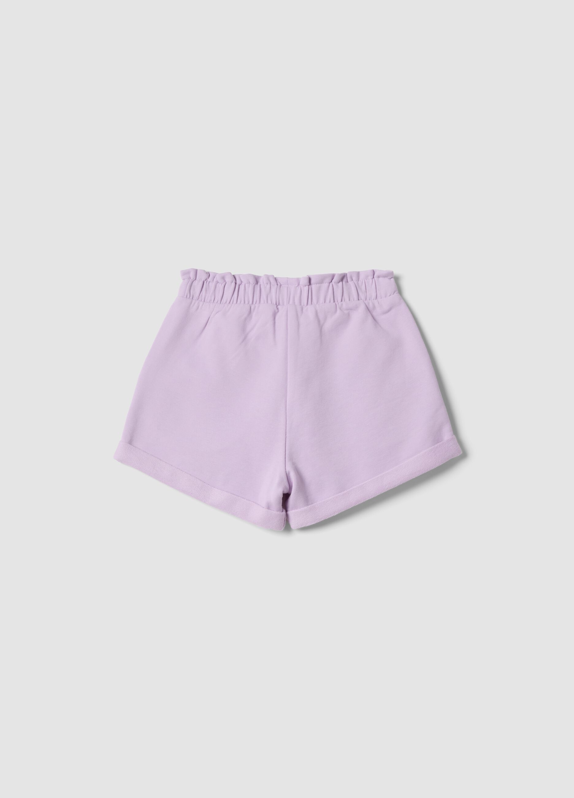 Girls&rsquo; purple stretch cotton shorts with bow