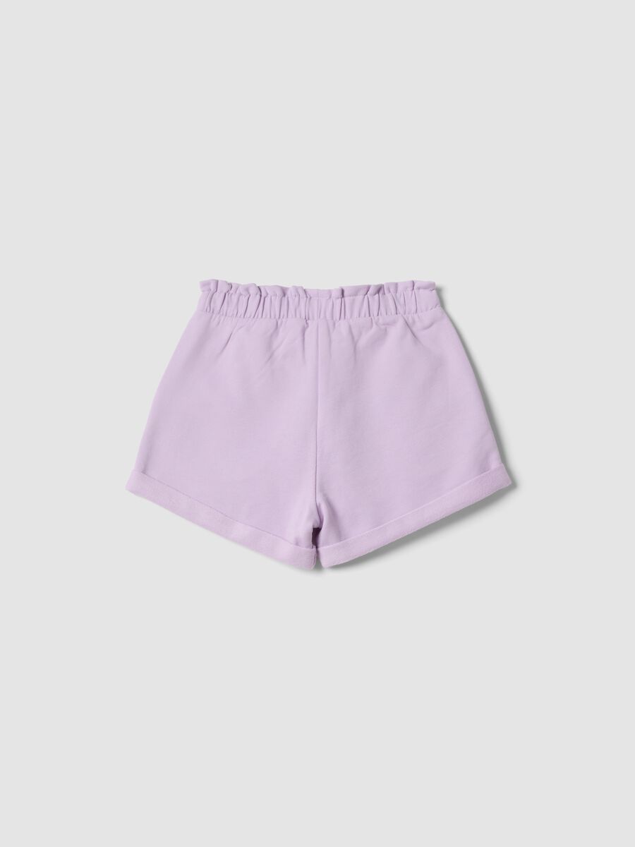 Girls&rsquo; purple stretch cotton shorts with bow_1