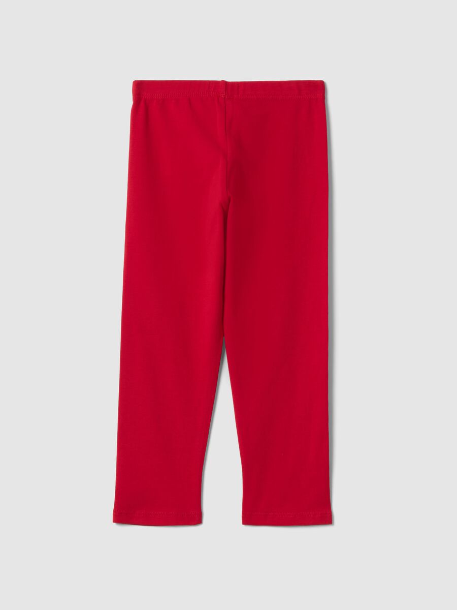 Leggings in cotone elasticizzato rosso da bambina slim fit con cuore_1