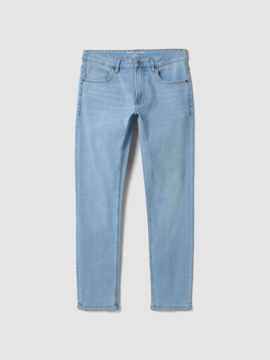Jeans azzurri in cotone elasticizzato slim fit_3