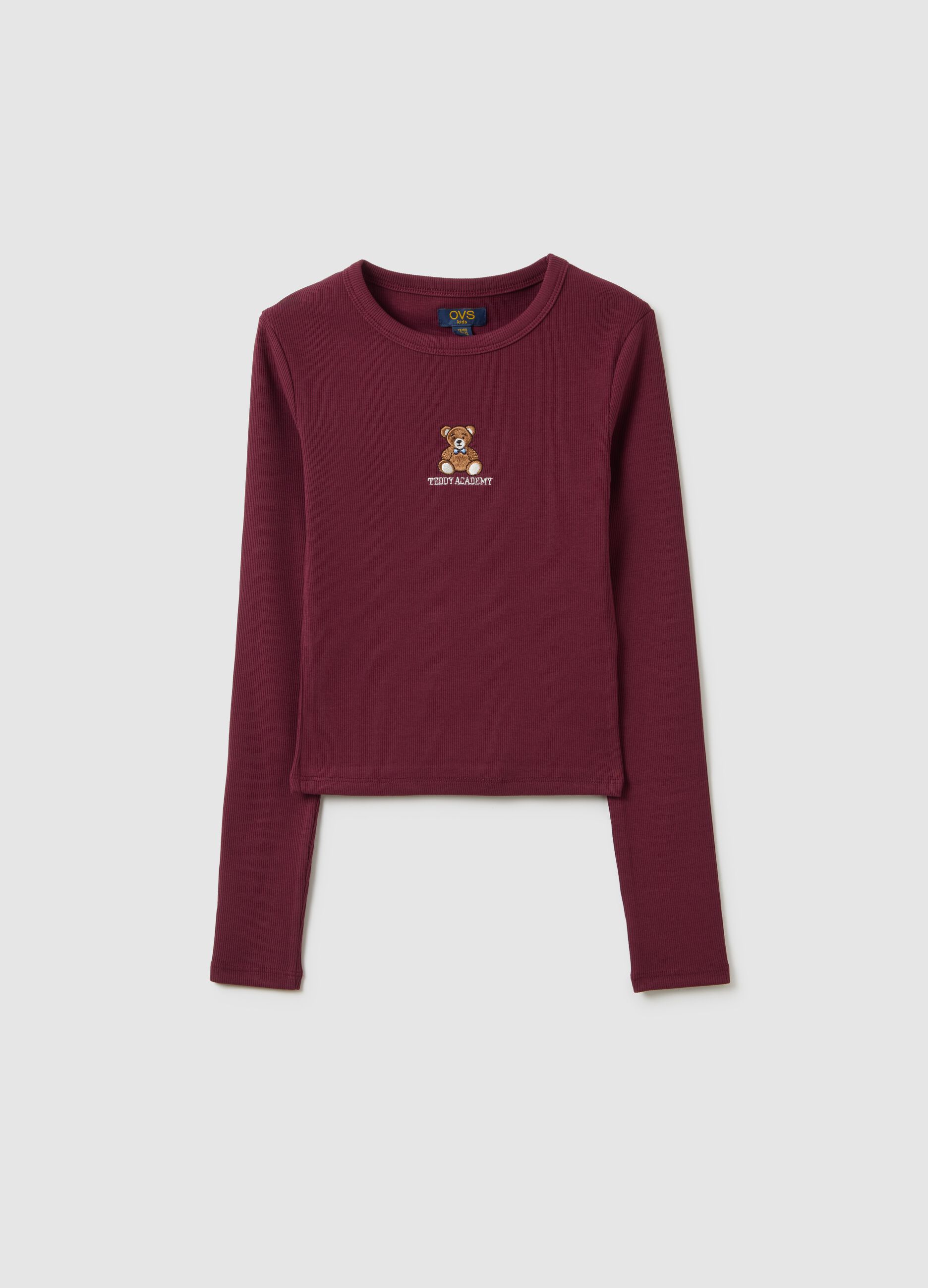 Maglia da ragazza in cotone elasticizzato rossa regular fit