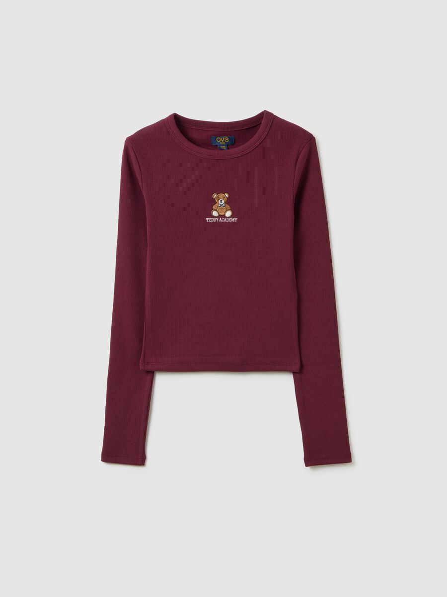 Maglia da ragazza in cotone elasticizzato rossa regular fit_0
