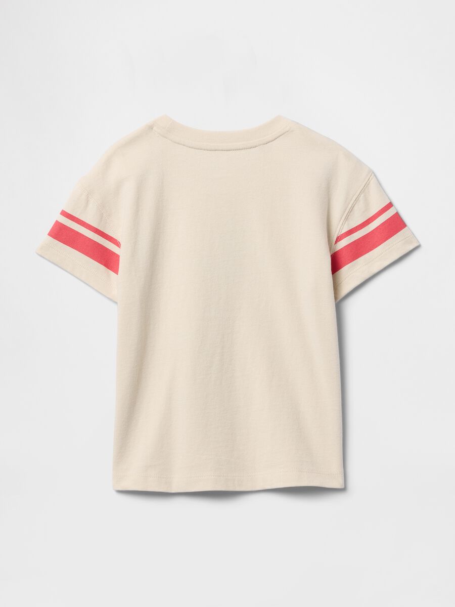 Beige short sleeve t-shirt with bear print GAP Kids_1
