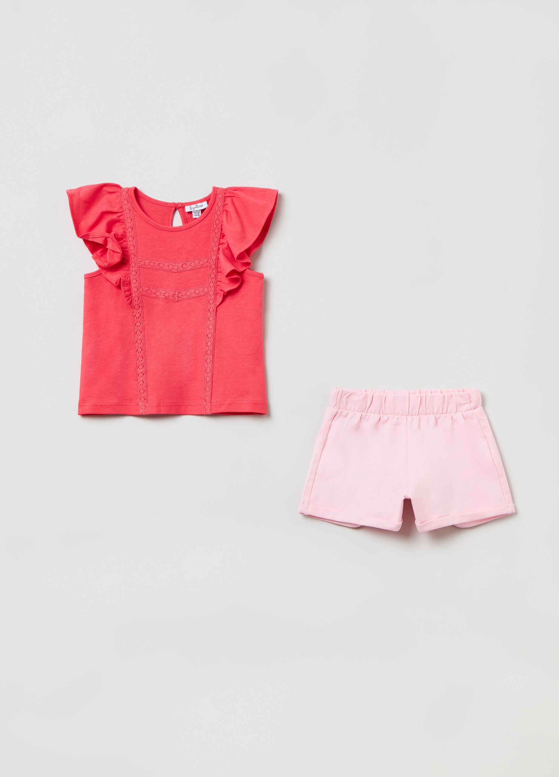 Jogging set con inserti in sangallo_0