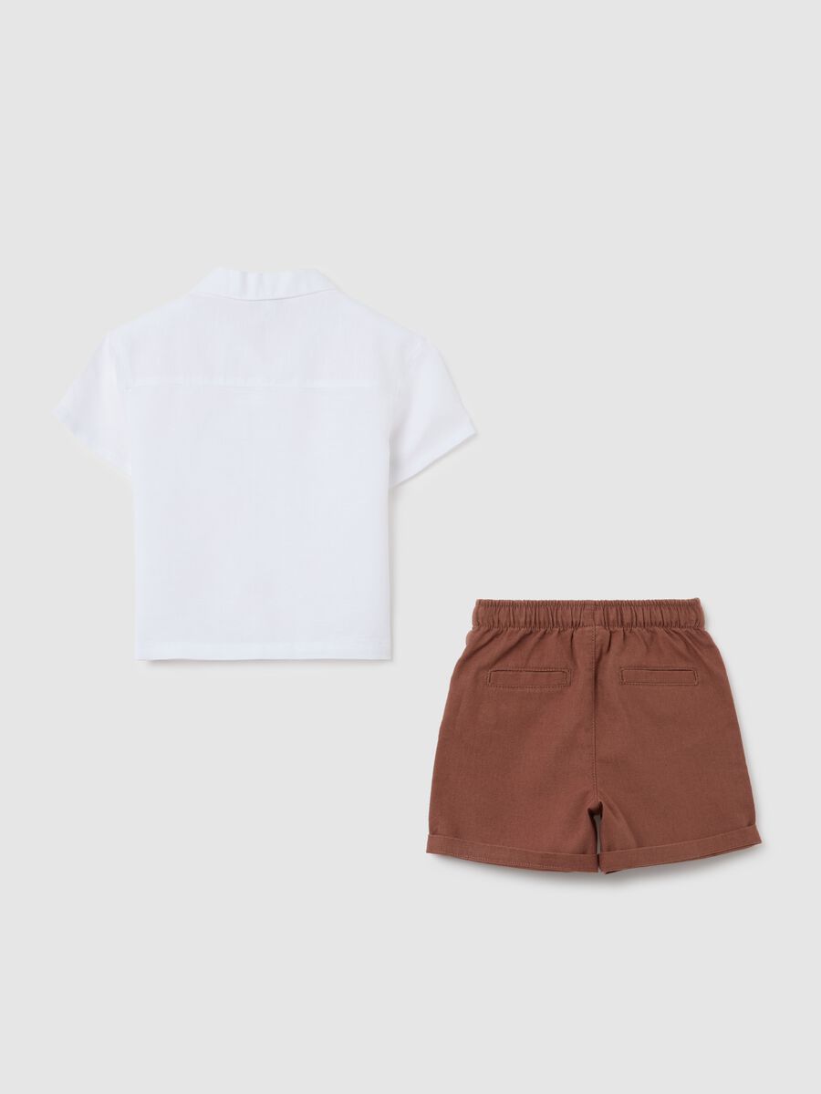 Newborn Summer Set in White and Brown Linen_1