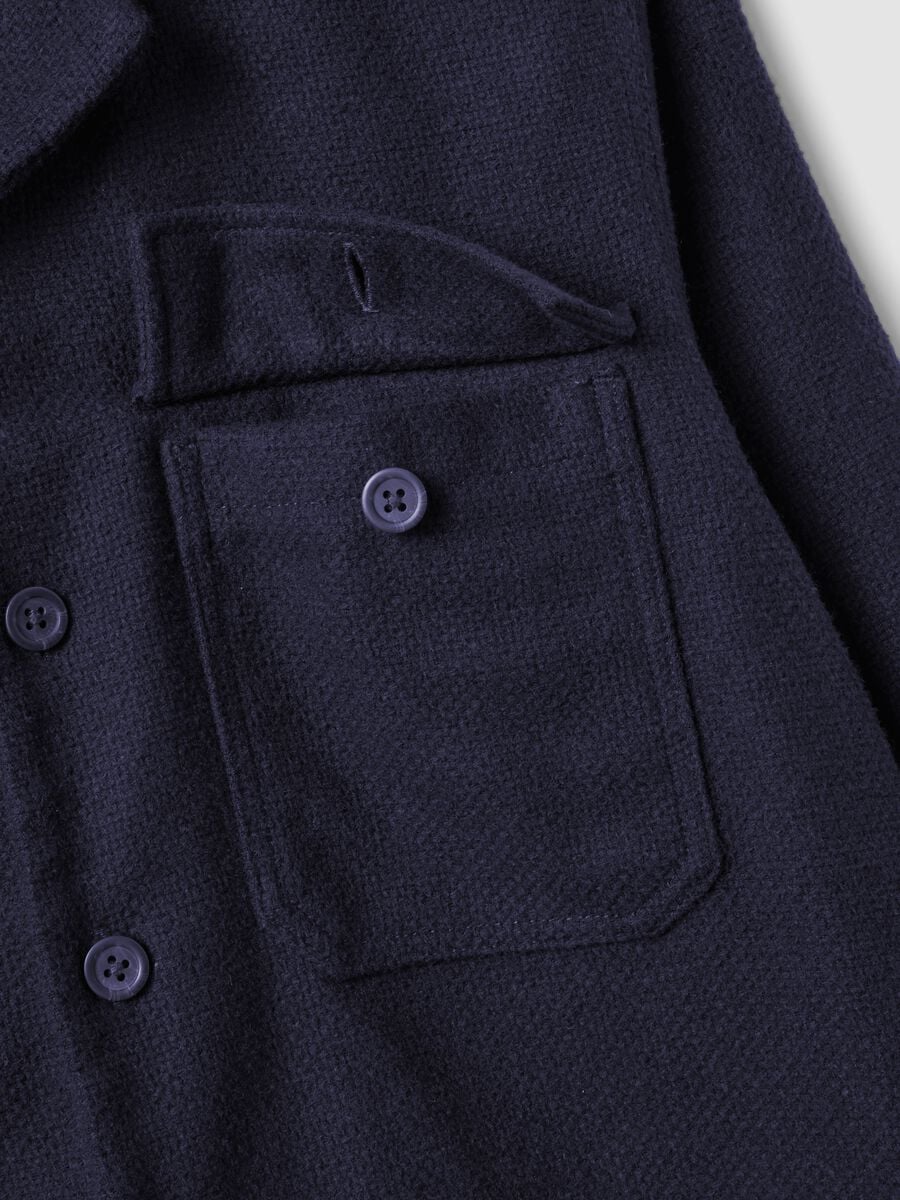 Blue wool and viscose-blend shacket with buttons, oversized fit_5