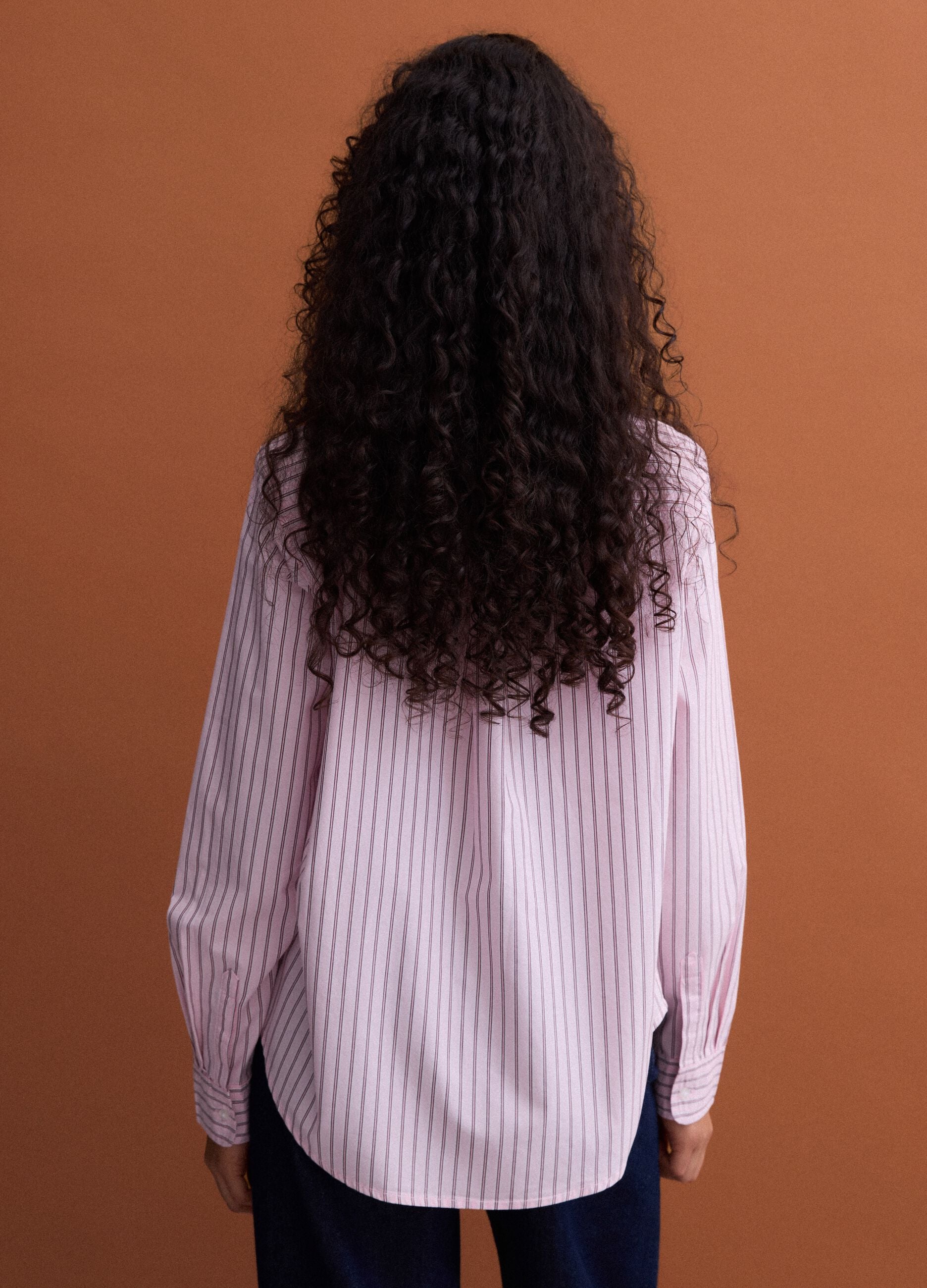 Pink striped poplin shirt, regular fit