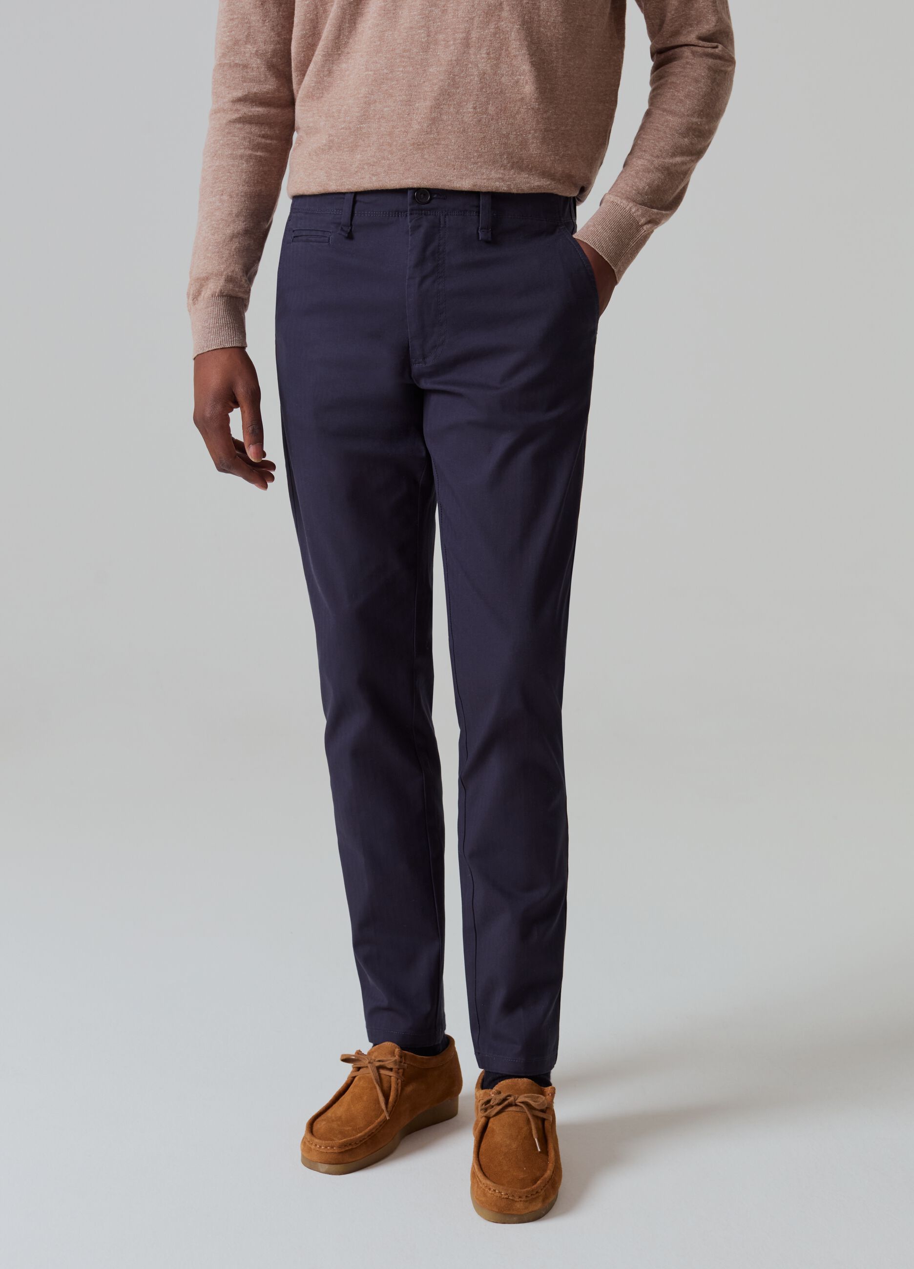 Slim-fit, stretch cotton chinos