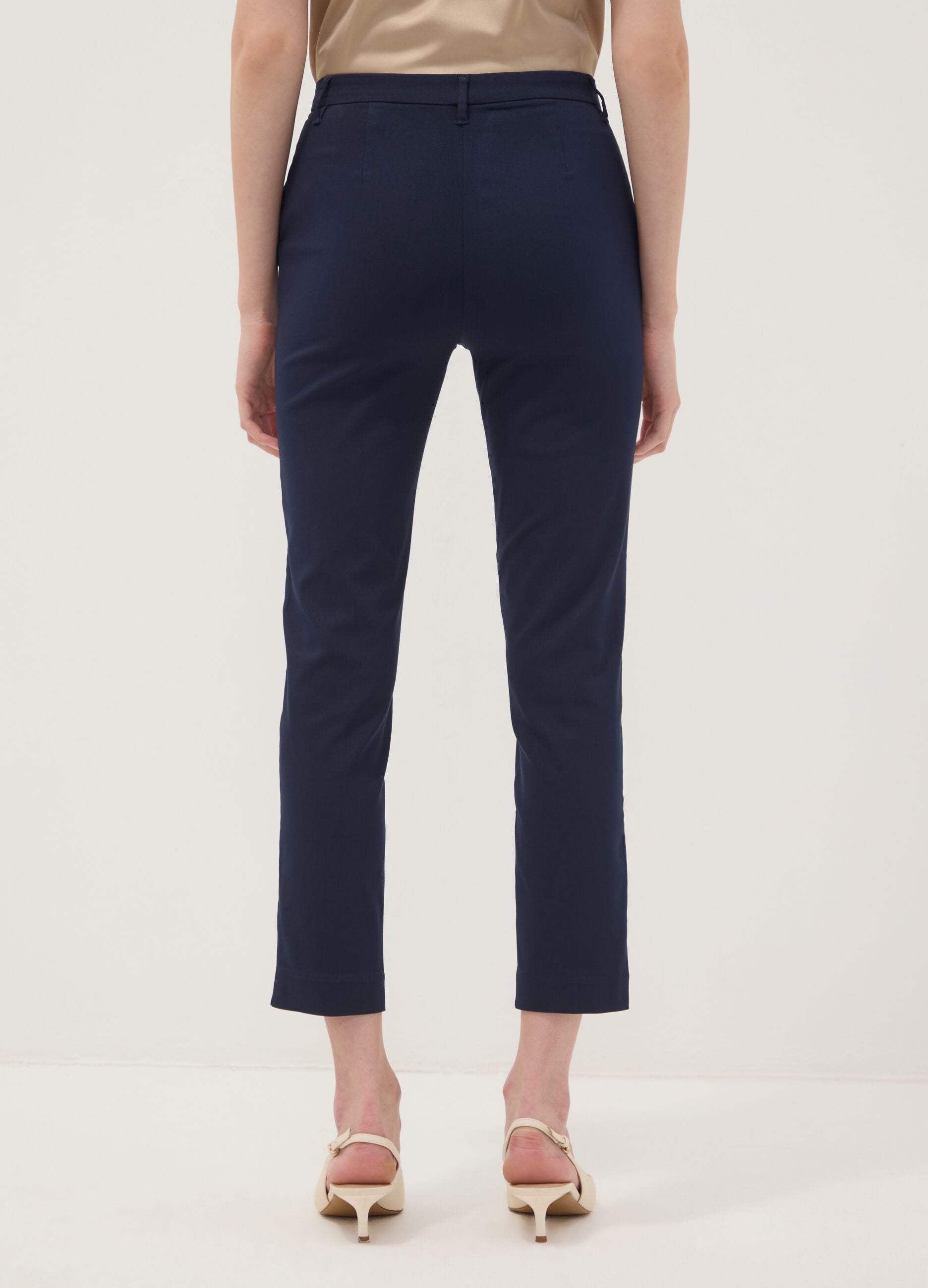 Blue slim-fit stretch viscose chino trousers