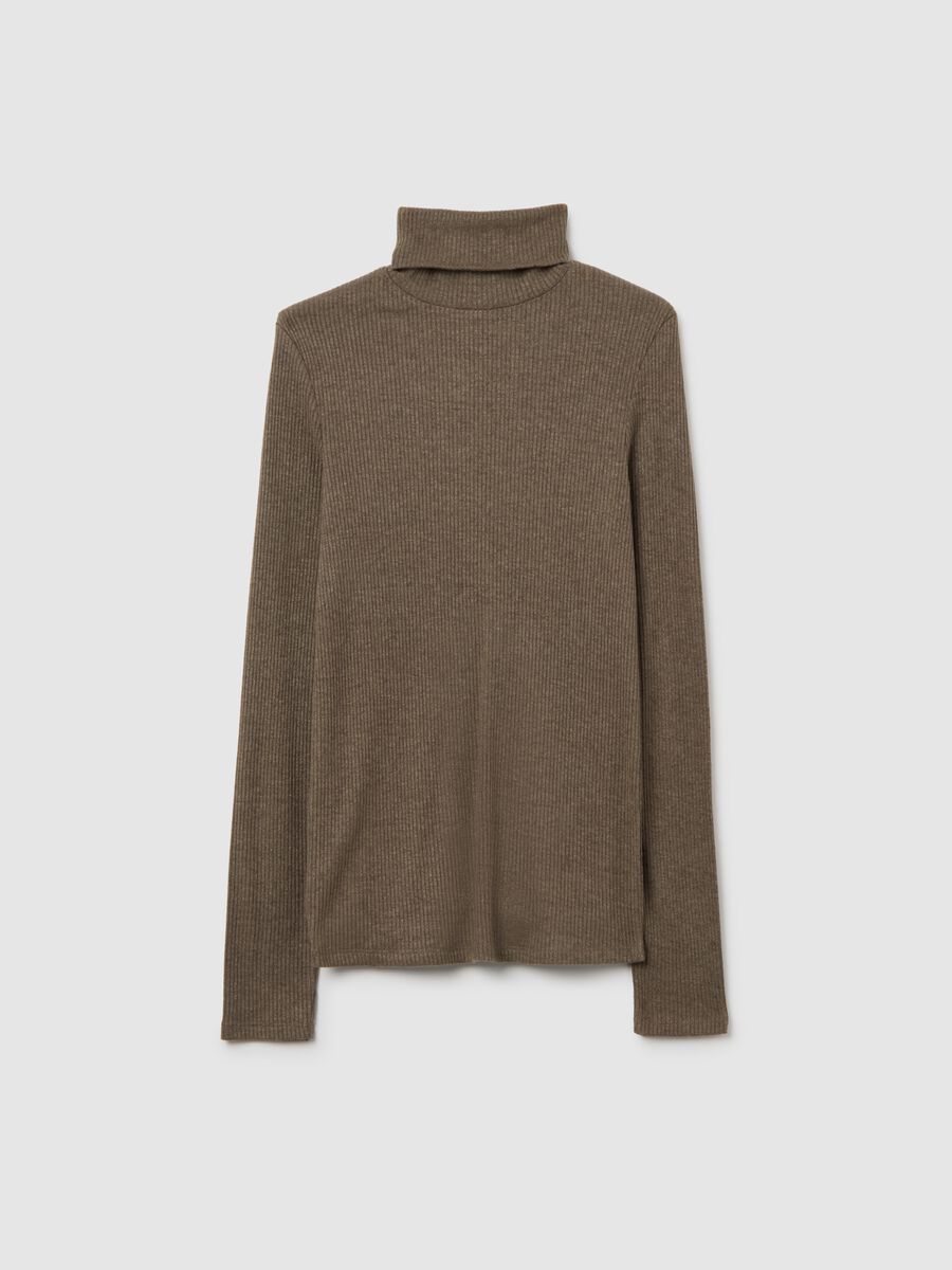 Brown Regular Fit Turtleneck Jumper_4