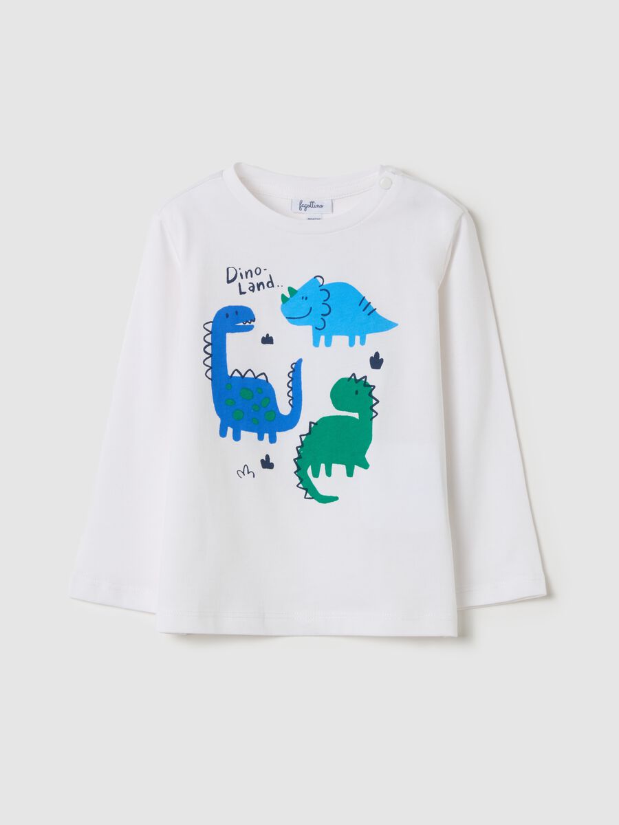 T-shirt with dinosaur print and long sleeves_0