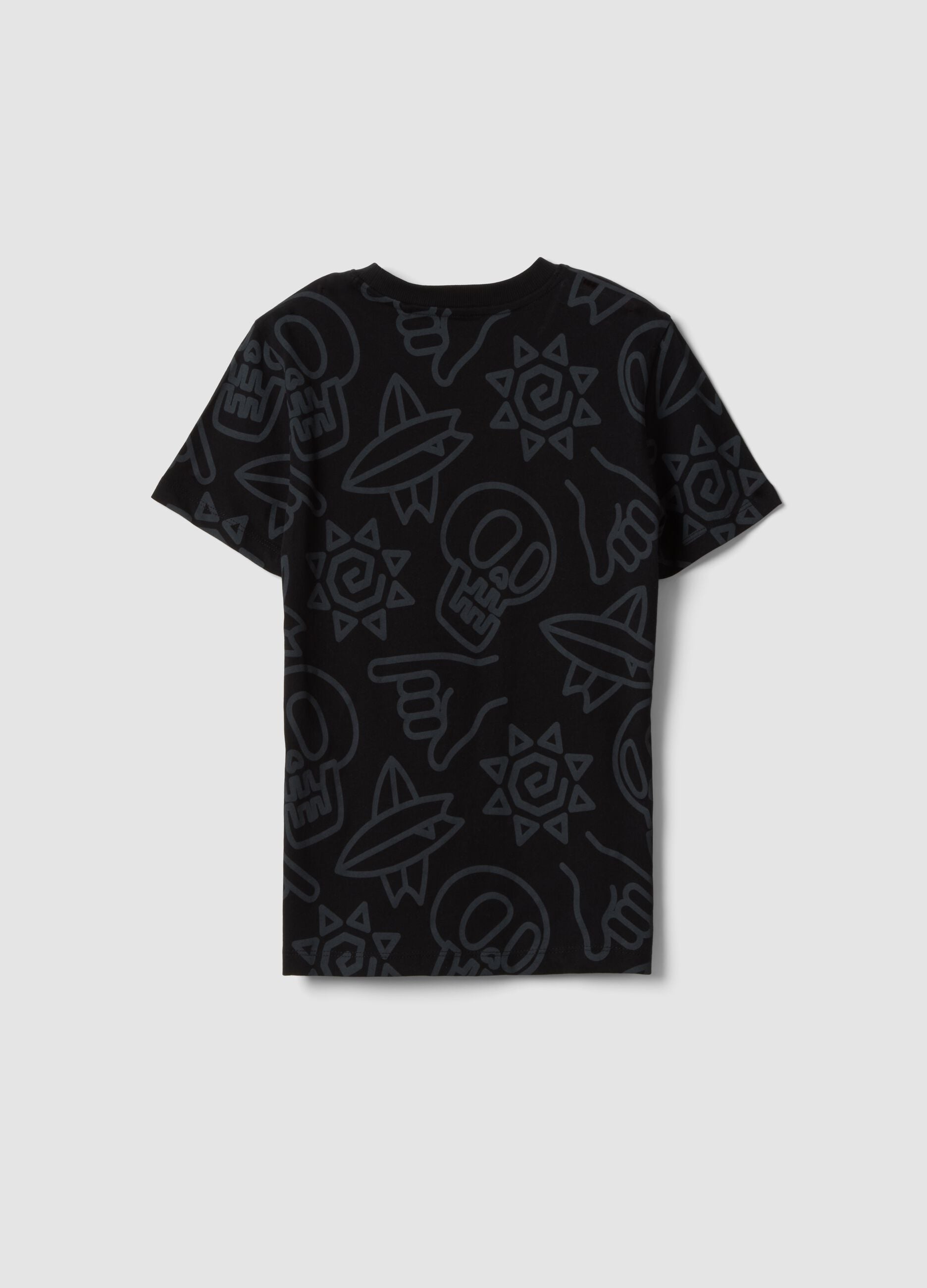 Black short-sleeve pure cotton T-shirt