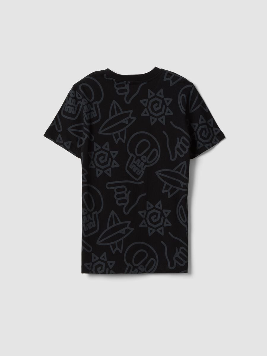T-shirt nera a maniche corte in puro cotone_4