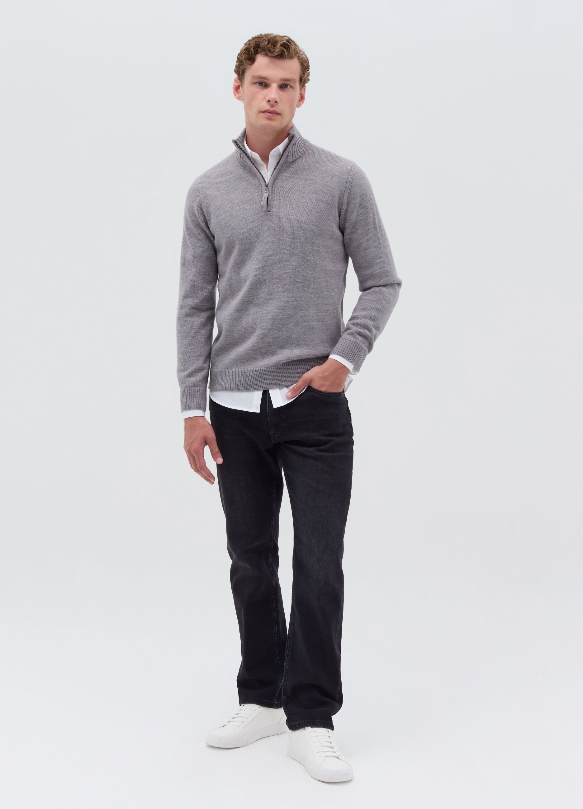 Pullover with half-zip neckline