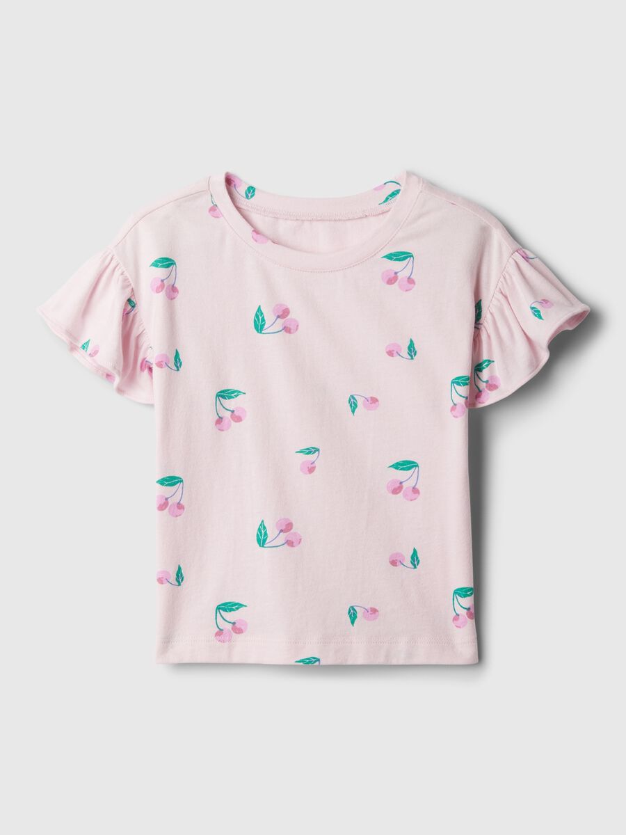 Printed T-shirt with cap sleeves_0