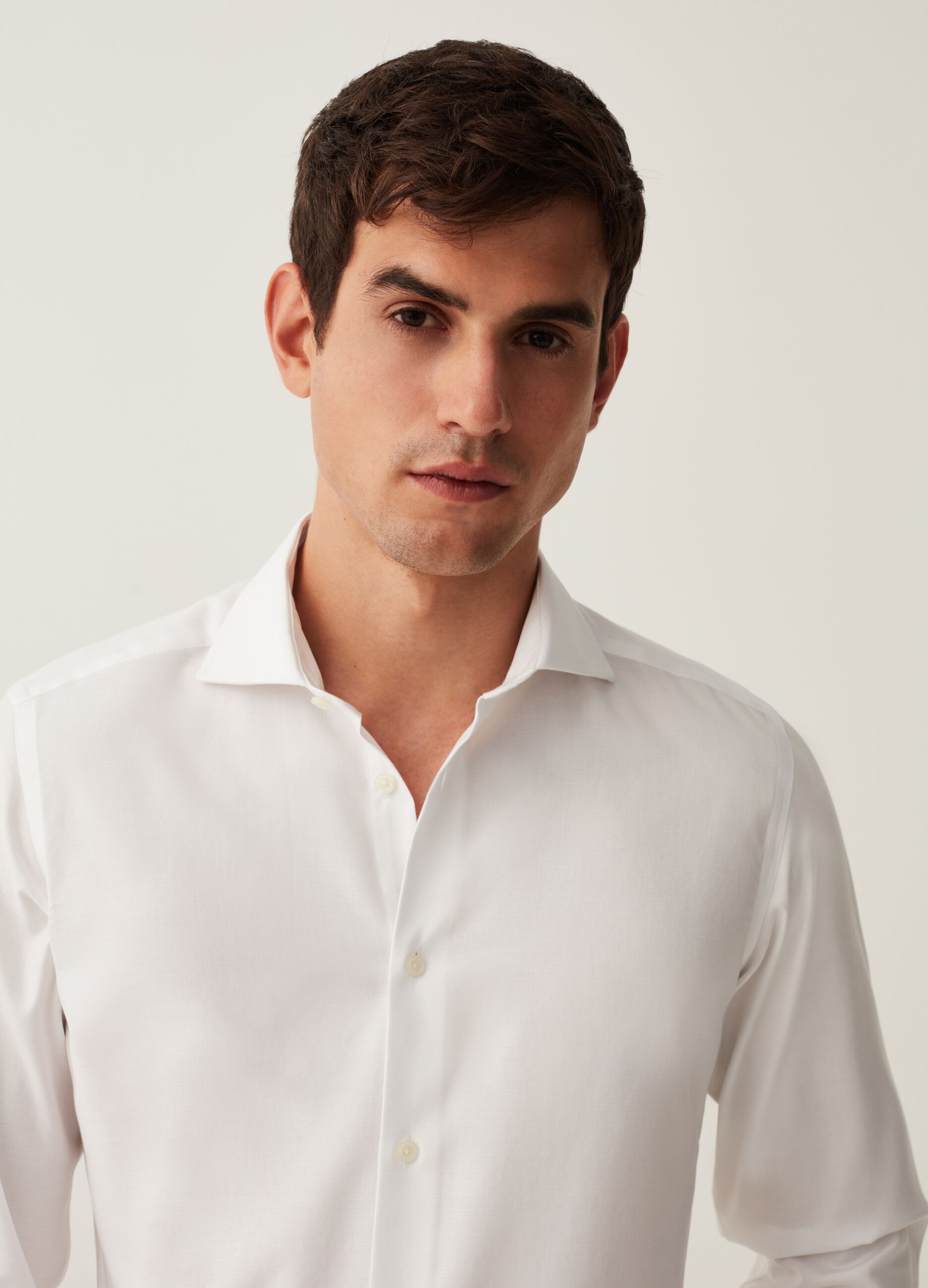 Camicia slim fit in cotone oxford no stiro_1