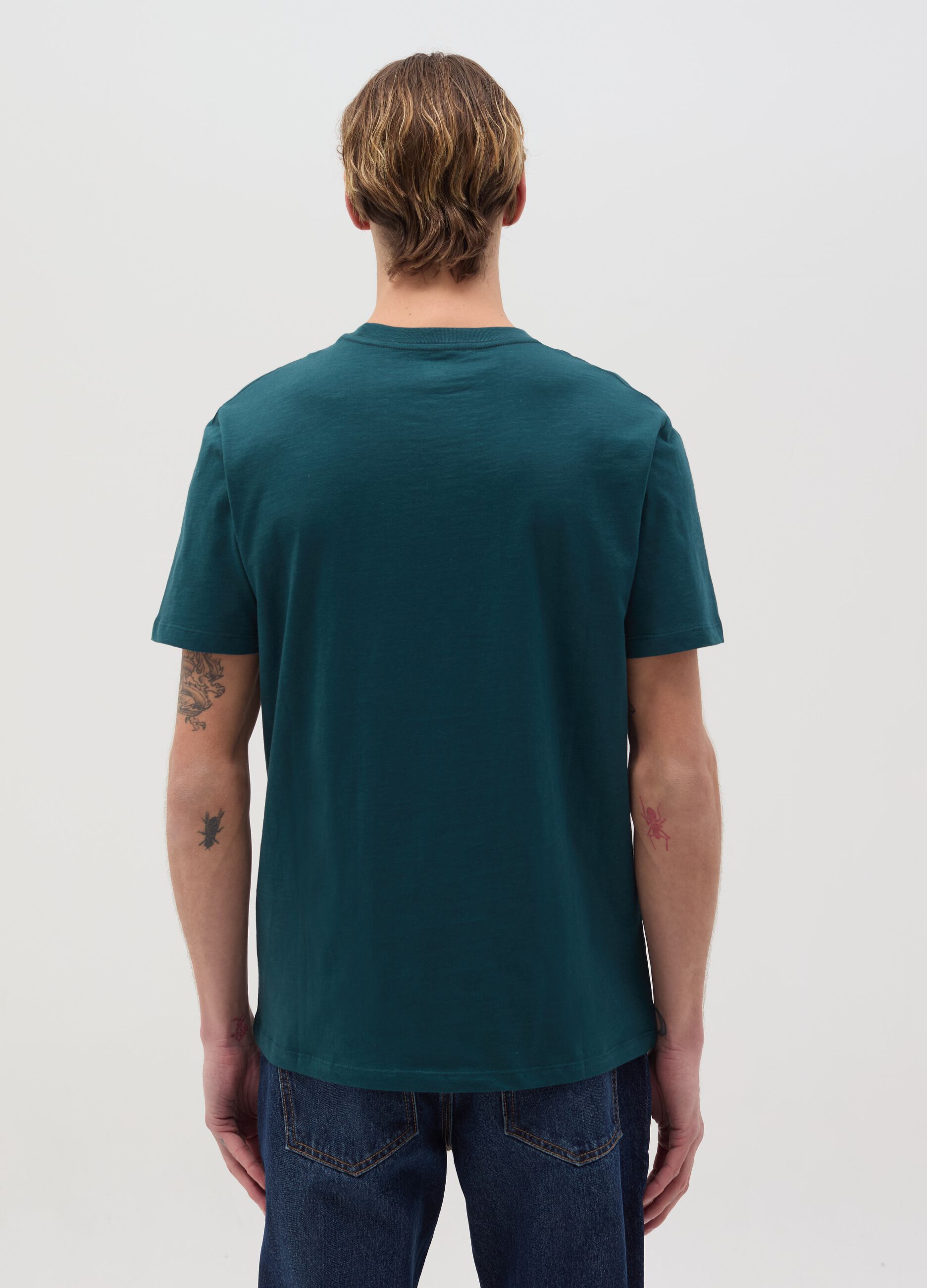 T-shirt in slub cotton with round neck