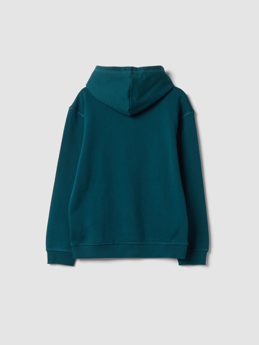 Green hooded sweatshirt in pure organic cotton_1