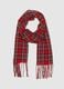 Multicoloured checkered red scarf for children with fringes_0