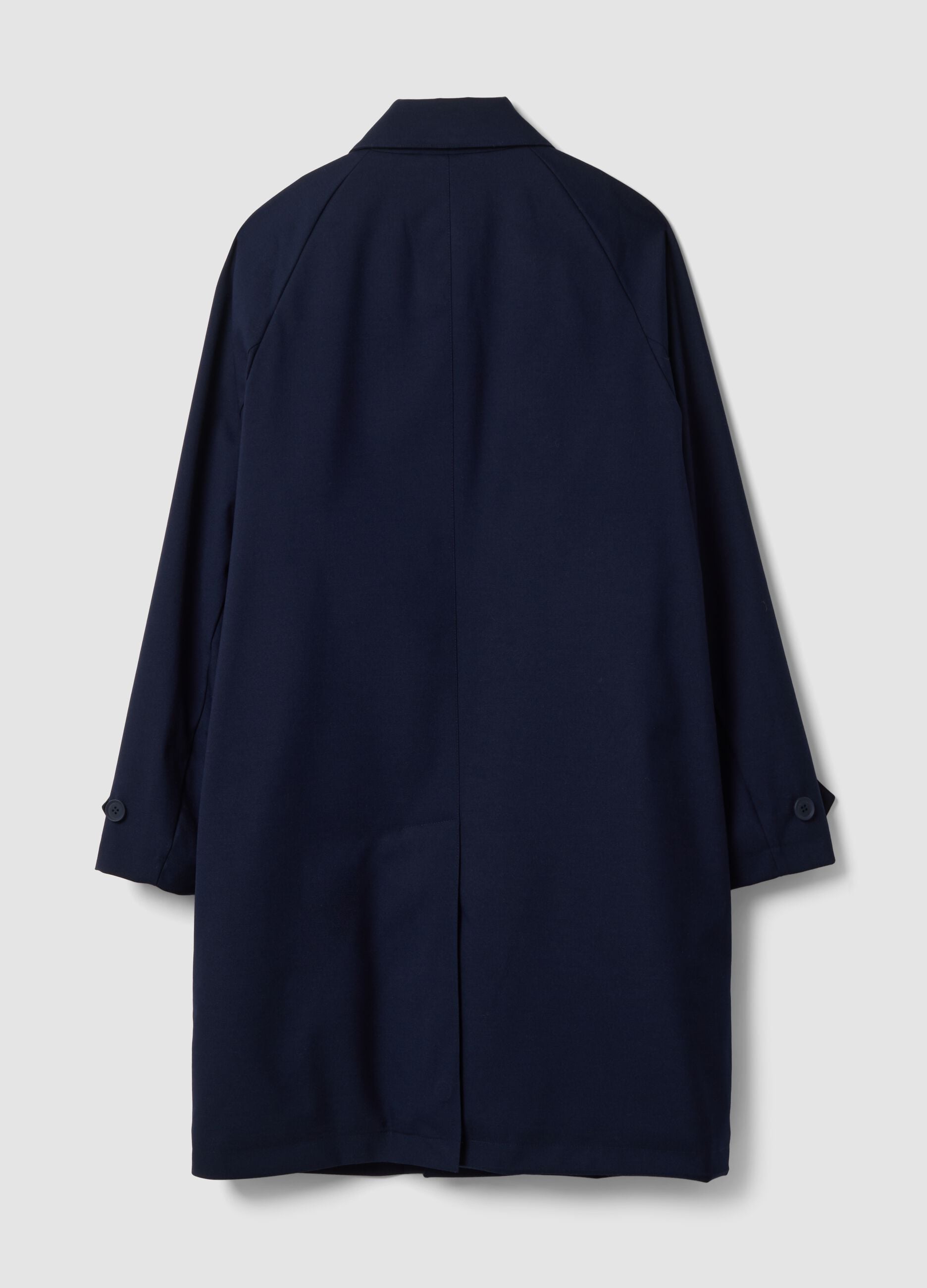 Navy blue padded wool and stretch viscose coat, oversized fit