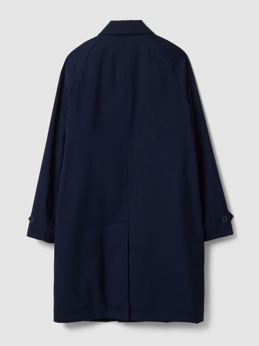 Cappotto imbottito blu navy in lana e viscosa elasticizzata over fit_2