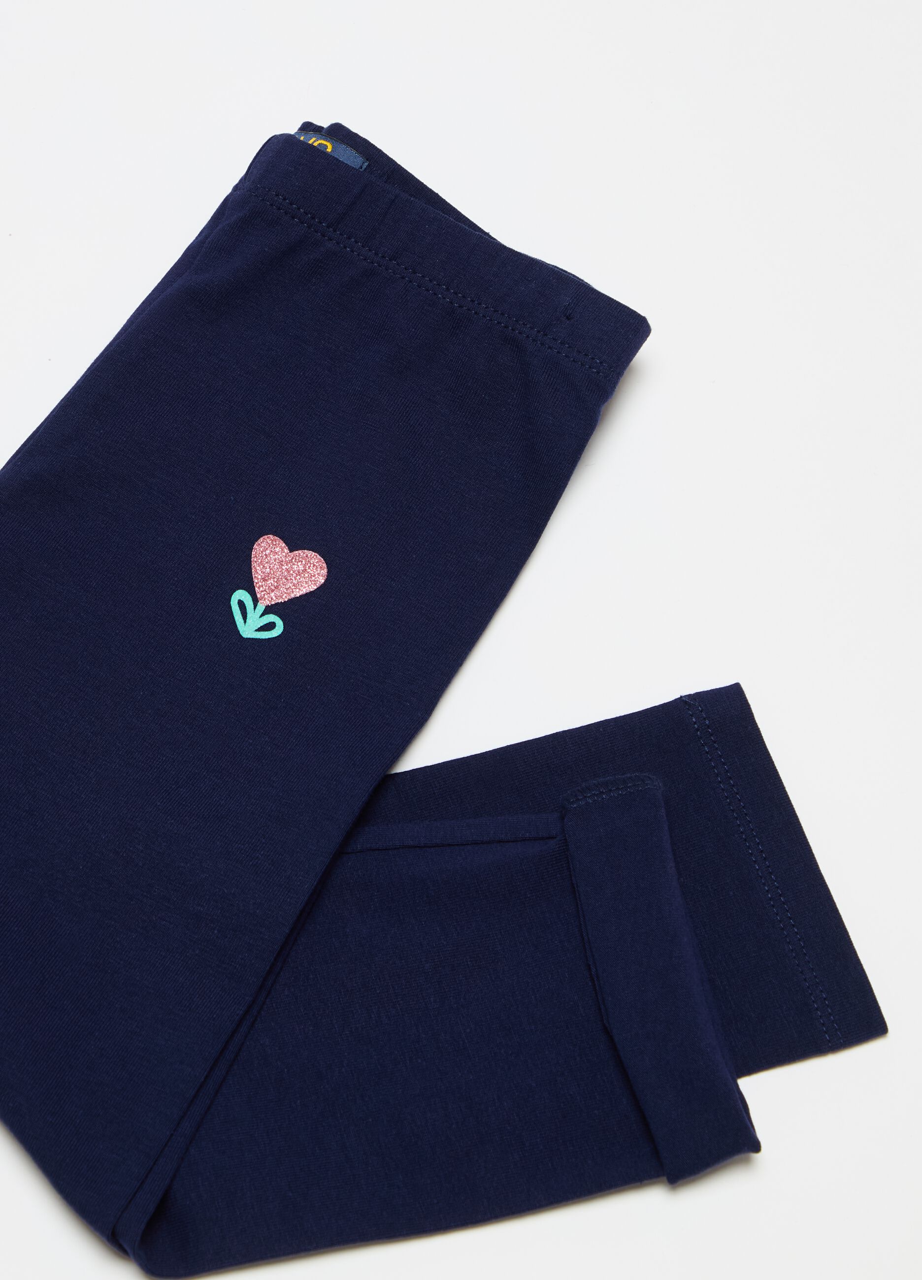 Leggings a tre quarti con fiore glitterato