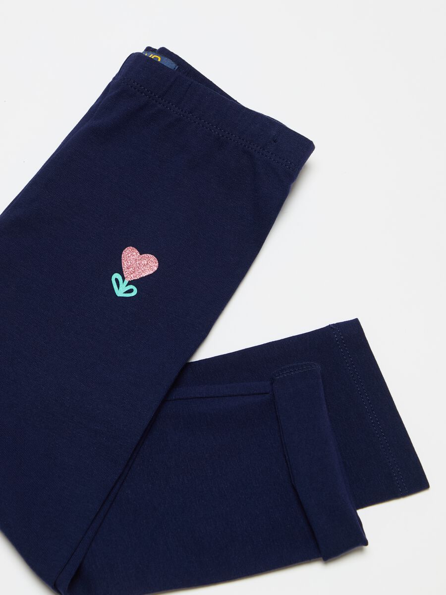 Three-quarter leggings with glitter flower_2